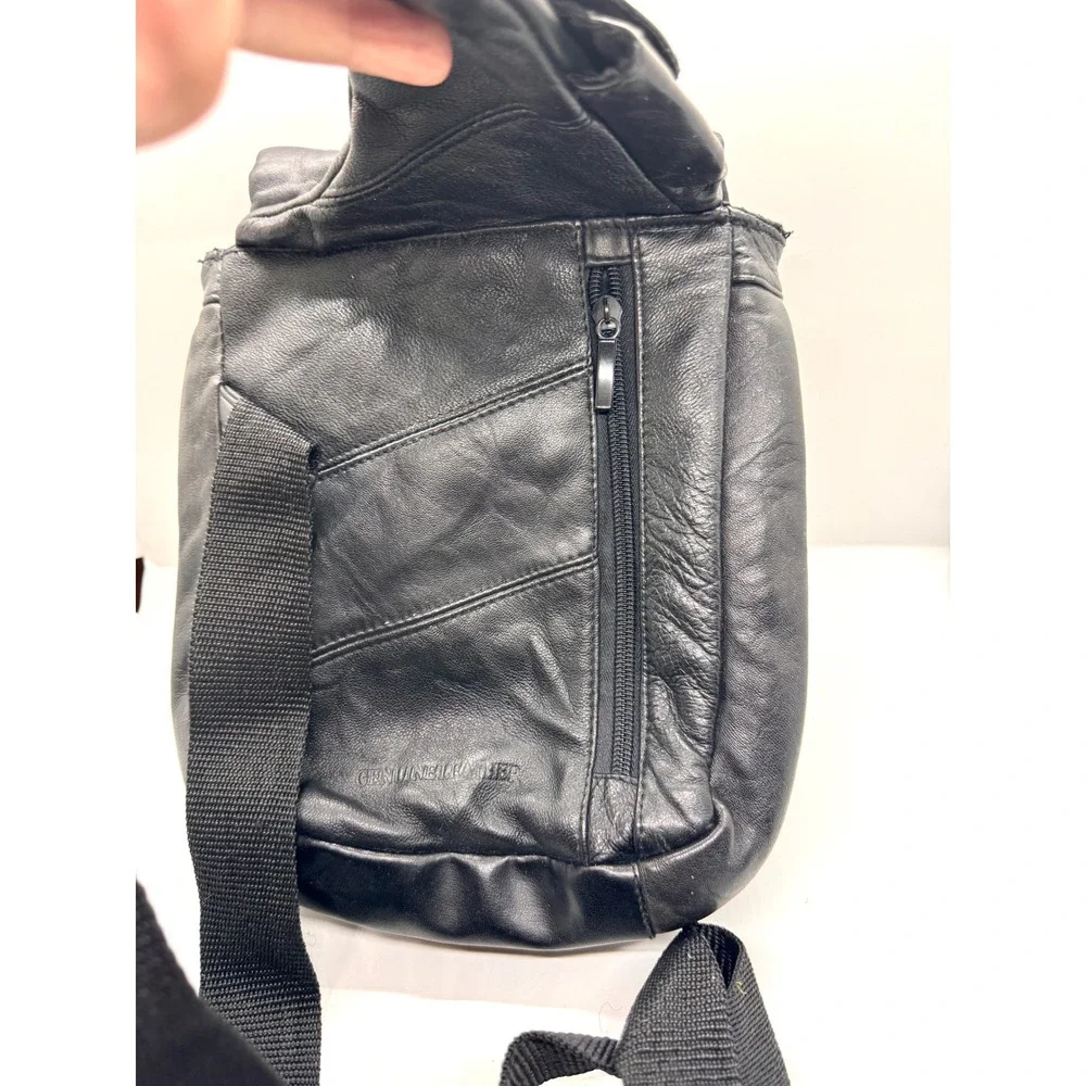Buxton Black Genuine Leather Crossbody Bag Messenger Travel Multi-Pocket‎ Slim